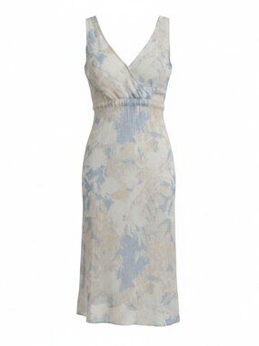 Sam & Lavi Blue & Cream Midi Dress - Size M